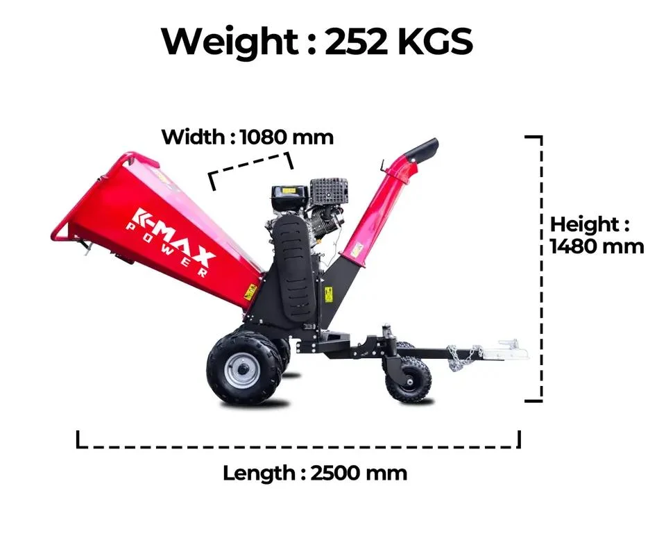 15HP Four Wheels Chopping Wood Chipper Winter Heating Forestry Crusher Branch Logger