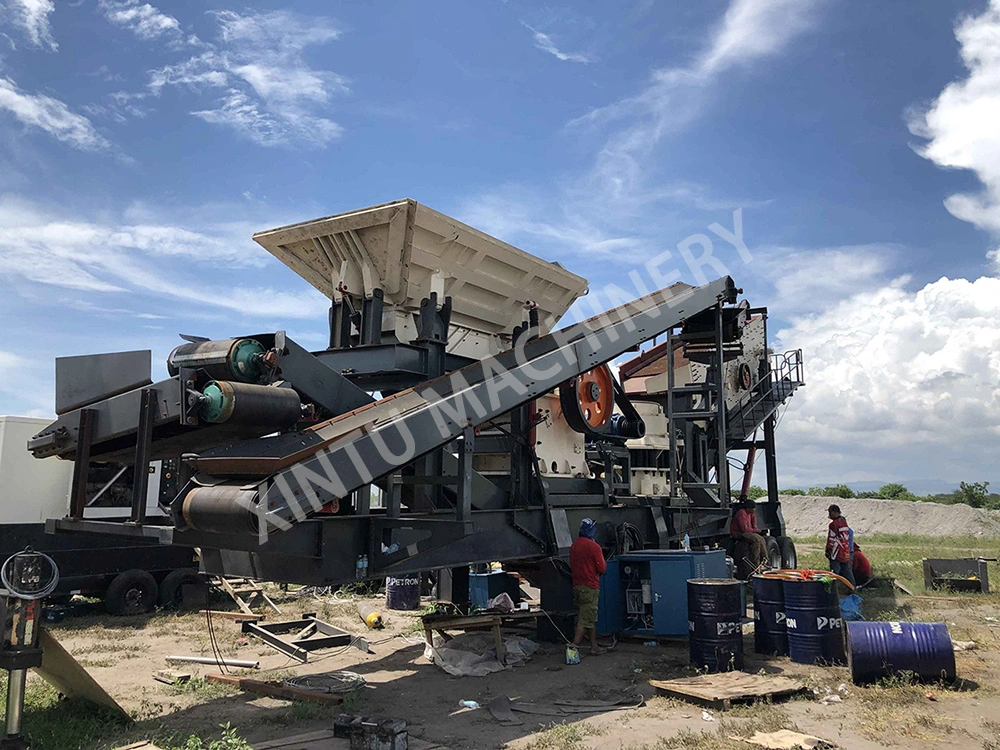 100 Tph Mobile Cone Crusher Plant with Jaw Crusher Vibrator Screen Feeder