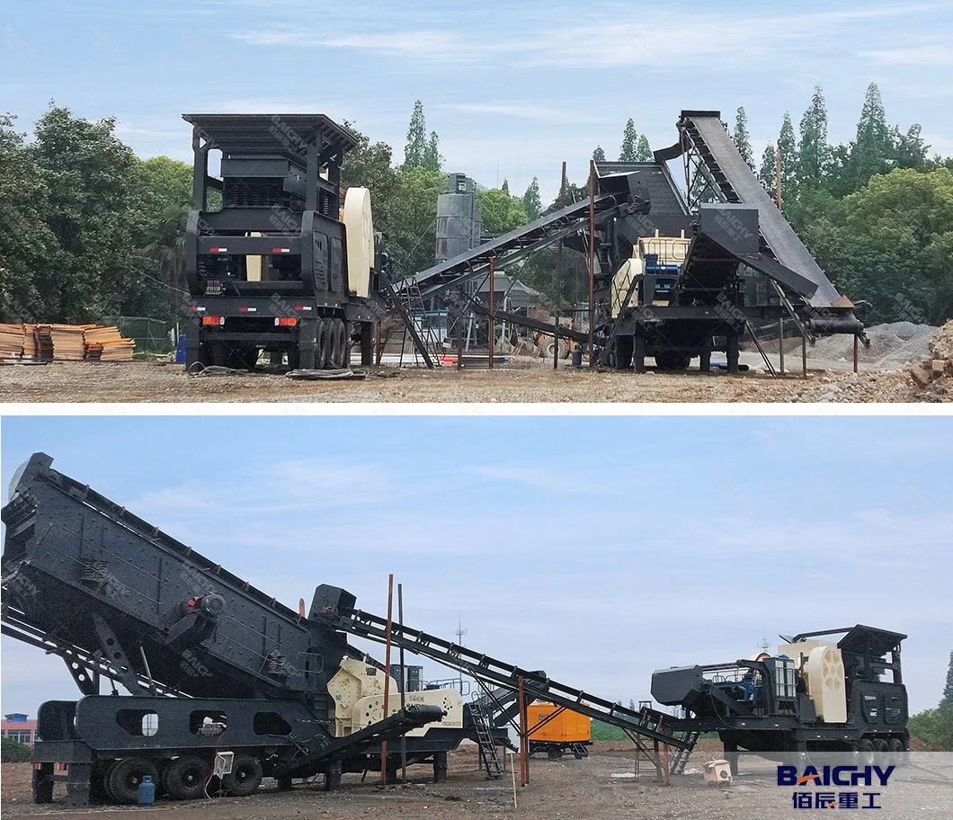 Baichy Brand Compact Mobile Crusher Machine, Stone Rock Limestone Crushing Mobile Jaw Crusher Plant Price List