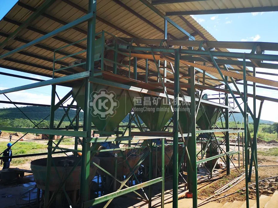 Capacity of 5 Tons Per Hour a Complete Gold Ore Processing Plant Include Jaw Crusher Wet Pan Mill Shaking Table