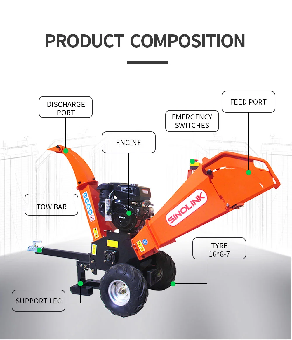 Sinolink Two-Wheel Support Wood Crusher with Tractor