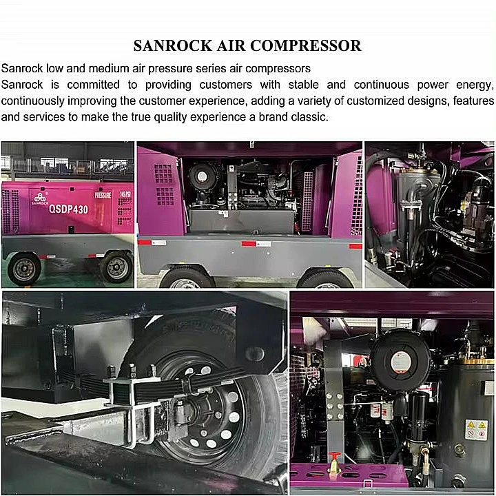 Portable Air Compressor Machine Mining Diesel Screw Air Compressor Equipment