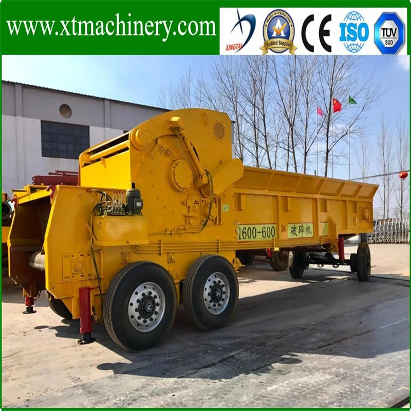 Biomass Industry Necessity, 4 Wheels Diesel Engine 1400mm Feeding Width Wood Crusher