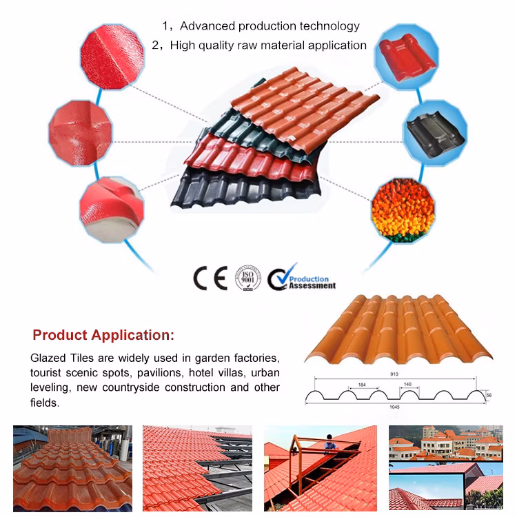 China Corrugated Trapezoidal Round Wave Colombia Apvc Spanish ASA Villa Ceiling Glazed Roofing Tiles Tejas Synthetic PVC Resin Roof Sheet/Sheets Making Machine
