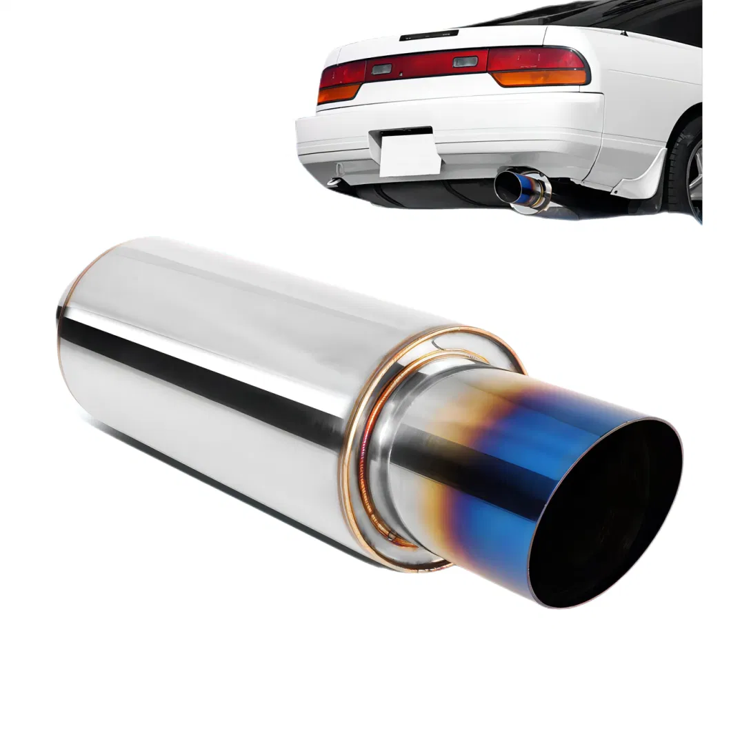 Universal Stainless Steel Universal Muffler Silencer, Dual Muffler Dual Round Outlets Muffler