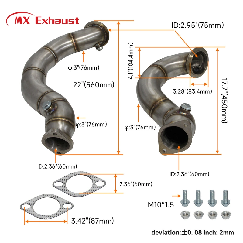 N54 Downpipe Exhaust Down Pipes for B*Wm 135I 335I 335is E82 E88 E92 E93 Stainless Steel 3inch