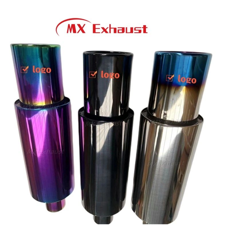 Universal Stainless Steel Universal Muffler Silencer, Dual Muffler Dual Round Outlets Muffler