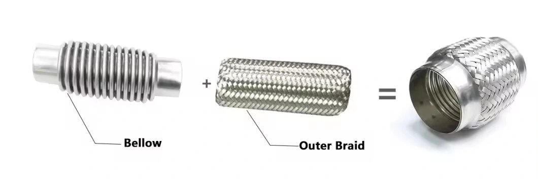 Stainless Steel Car Flexible Exhaust Bellow Corrugated Pipe with Nippple Connector