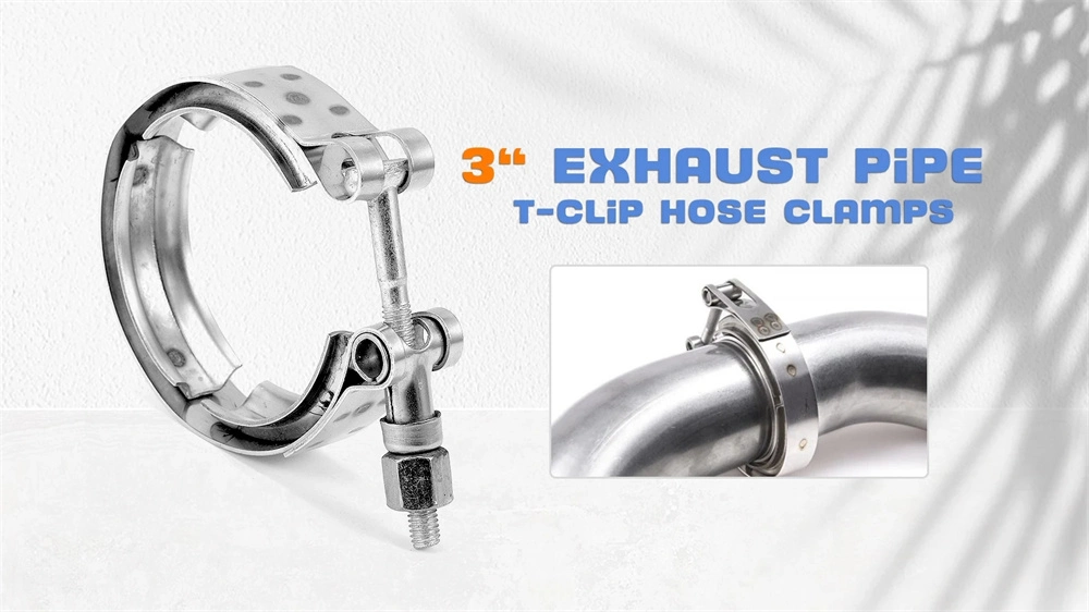 Worm Gear Heavy Duty Exhaust Pipe Hose Clip Fitting Metal Clamps 304 Stainless Steel V Band Clamp with Slot