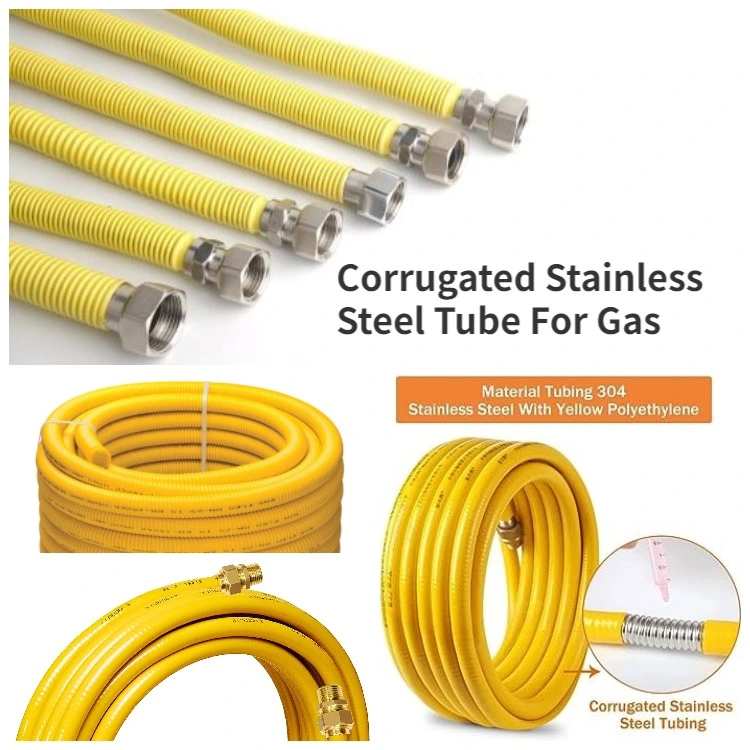 Corrugated Stainless Steel Tube - 24 Inches Length, Ideal for Water Heater Installations Ss 304 Flexible Corrugated Pipe for Gas