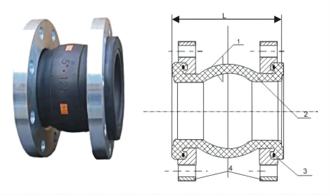 DN25-DN1600 Flexible Connector Flange Connection Single Sphere EPDM NBR SBR Csm Neoprene Hypalon Rubber Compensator Expansion Joint