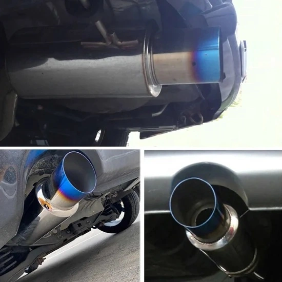 Universal Stainless Steel Universal Muffler Silencer, Dual Muffler Dual Round Outlets Muffler