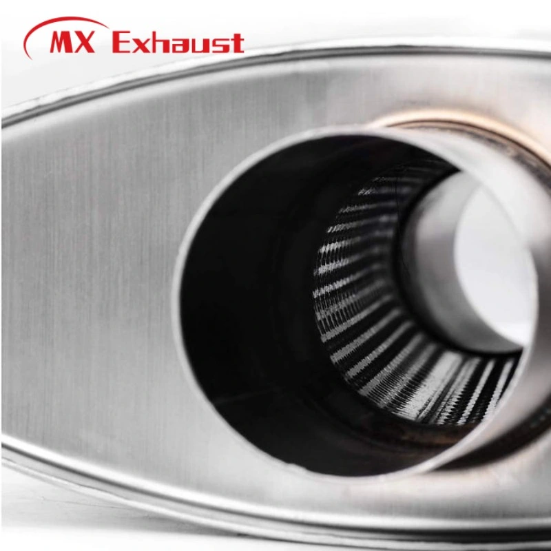 High Performance Stainless Steel Exhaust Oval Muffler Silencer 2.5&quot; Inlet/Outlet 19&quot; Length Polished for Automotive Cars