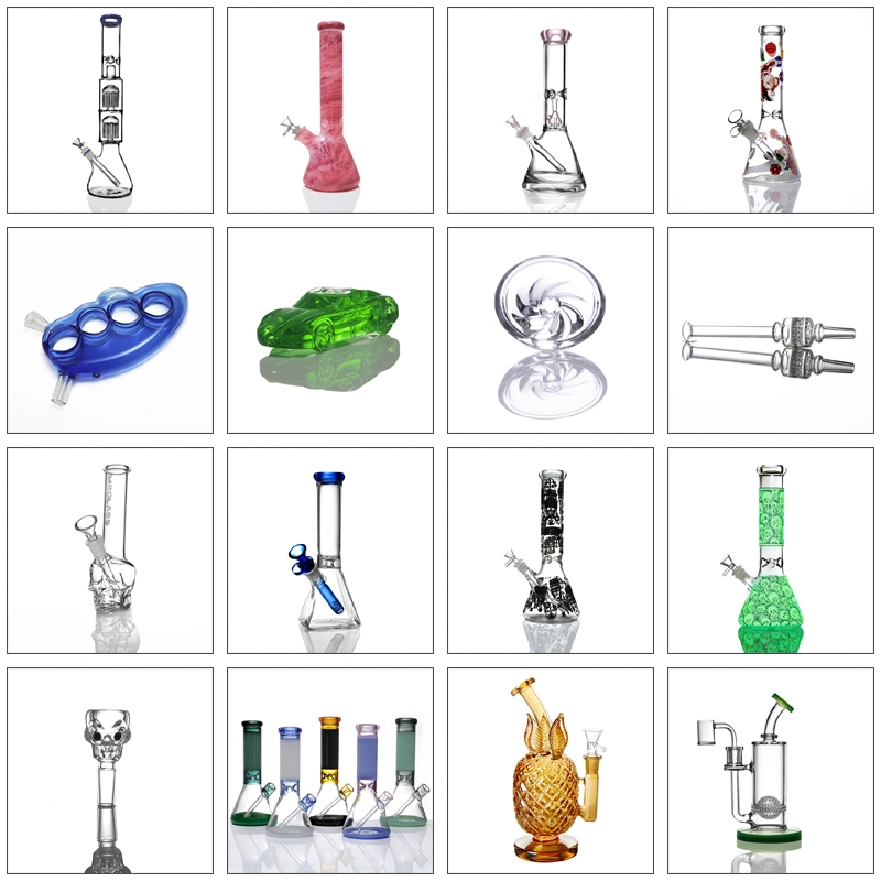 Handmade Glass Hookah Glass Water Pipe Three Leaf Wind Car and Double Honeycomb Straight Smoking Pipe