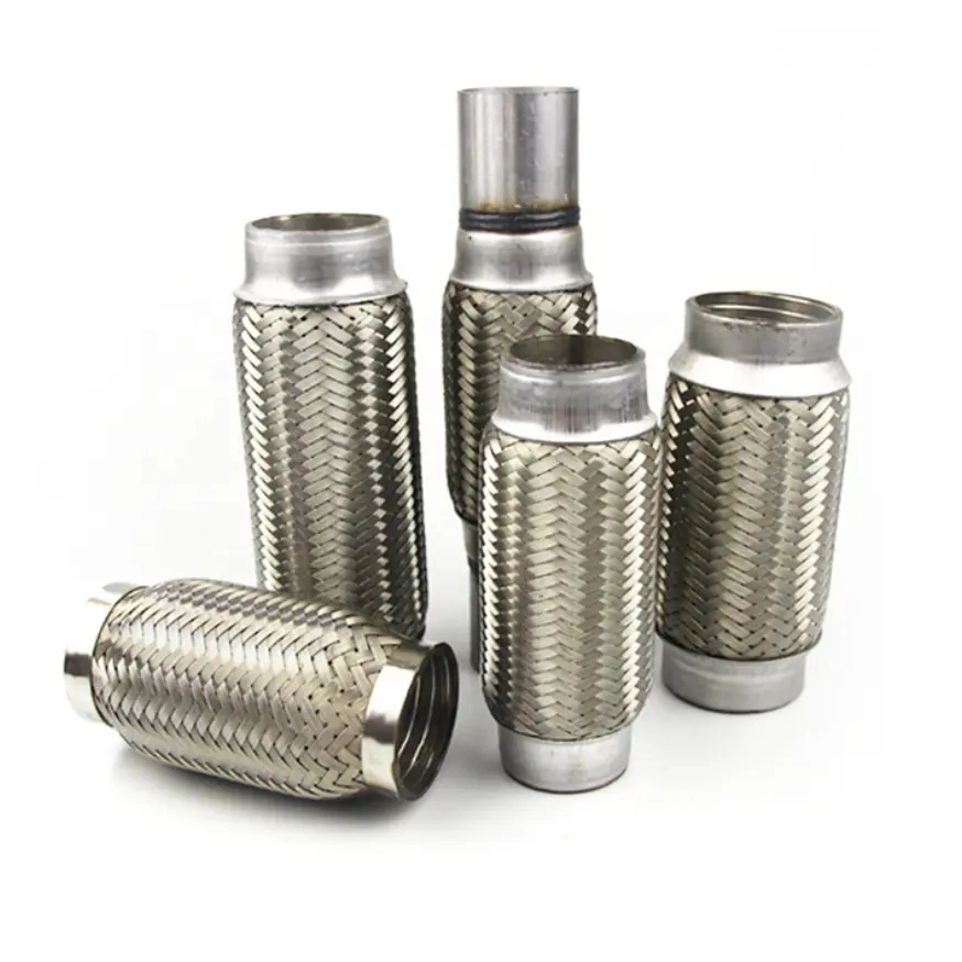 Automobile Stainless Steel Car Flexible Exhaust Bellow Corrugated Pipe with Nippple Connector