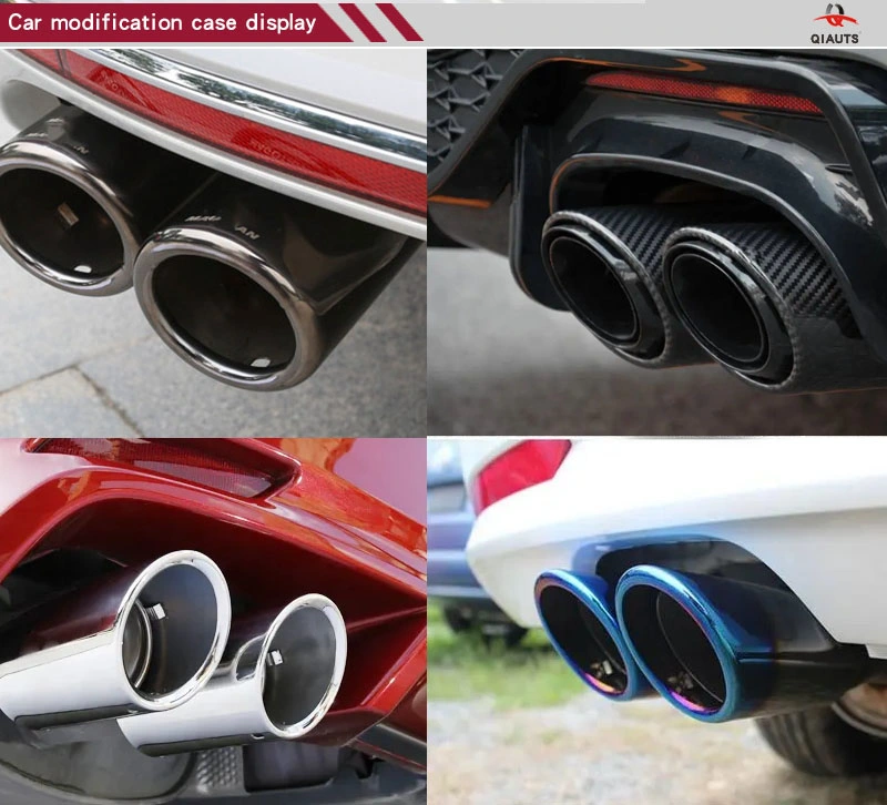 [Qisong] Auto Parts Classic Black Carbon Fiber Exhaust Tail Pipe