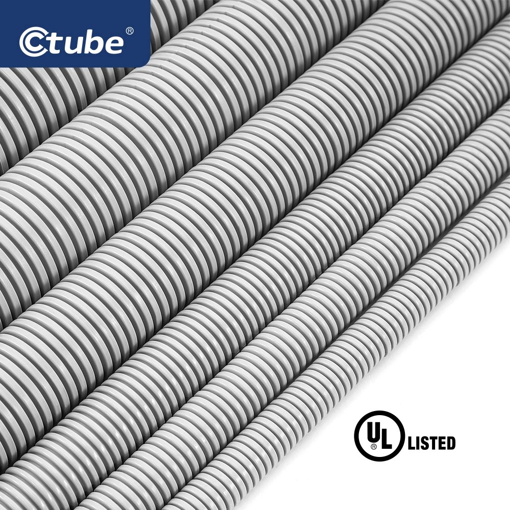 Corrugated Conduit High Quality 1/2 Inch PVC Electrical Nonmetallic Grey Flexible Pipe with American Standard