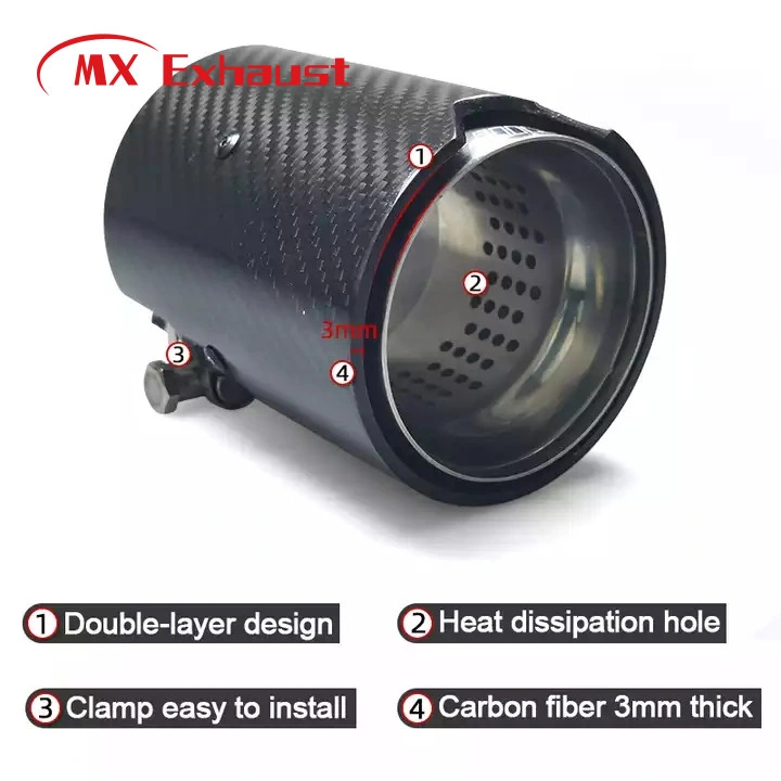 Mx Exhaust Carbon Fiber Refit Single Outlet Straight Throat Flamas Silencer Muffler Exhaust Pipe Tail Tipe for BMW