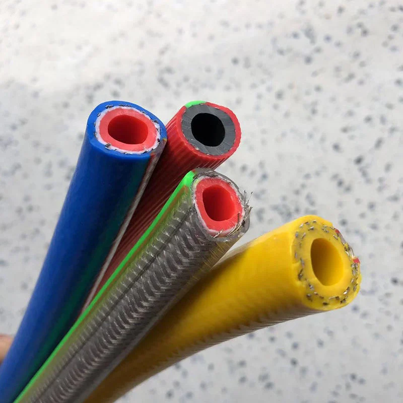 High Pressure Flexible Yellow Stainless Steel Braided LPG Gas Hose Pipe PVC Cover Jacket Steel Wire Braid Hydraulic Exhaust Hose