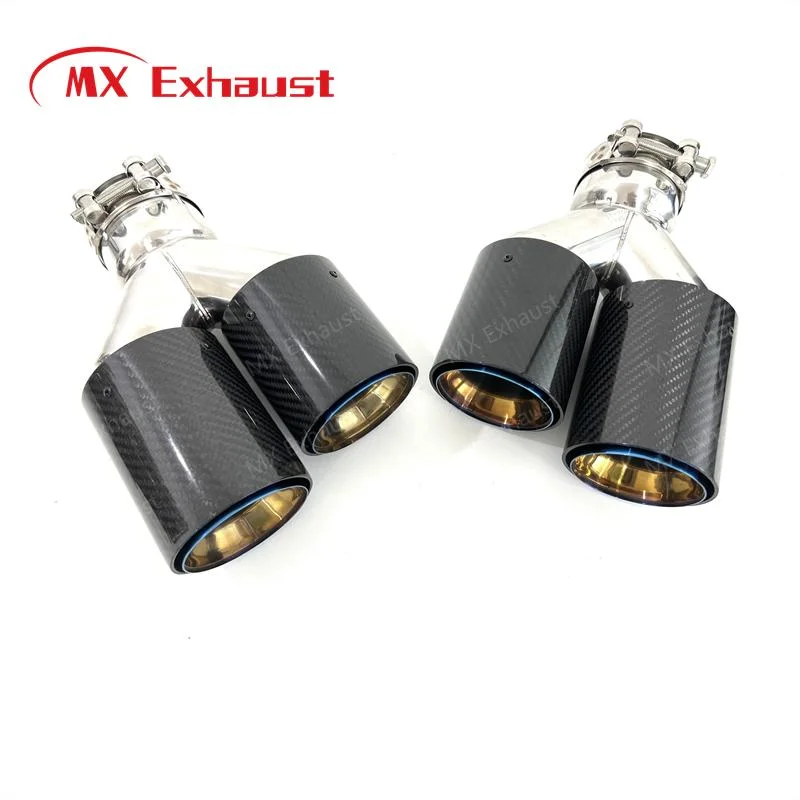 63mm in 101mm out Dual Car Carbon Fiber Exhaust Twin End Tips Tail Pipe for BMW M3 M4 M5 M8