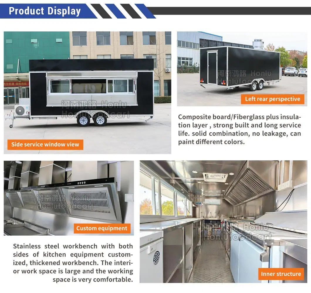 DOT CE Certification Commercial Food Trailer Concession Street Mobile Food Truck Cart Fast Food Trailer for Sale USA