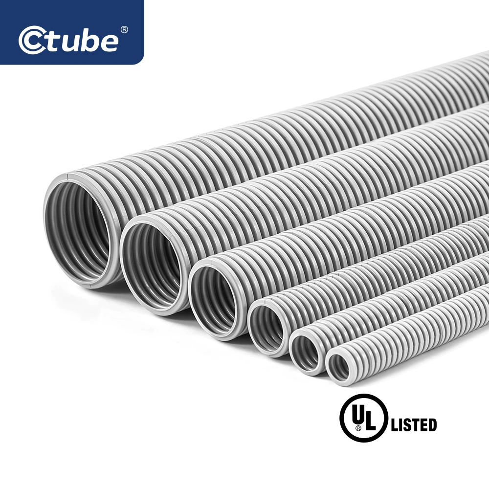 Corrugated Conduit High Quality 1/2 Inch PVC Electrical Nonmetallic Grey Flexible Pipe with American Standard