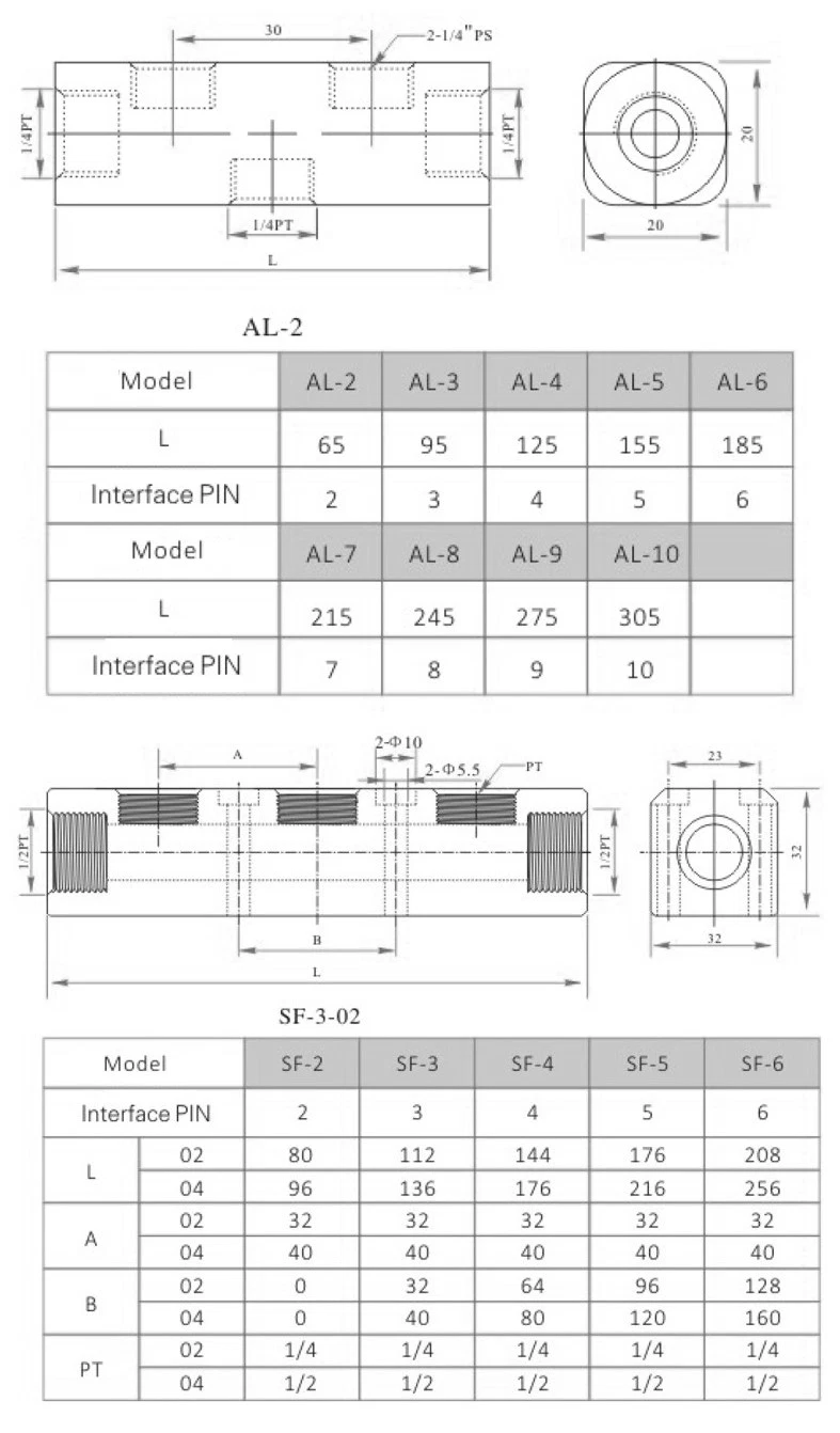 Ruituo High Quality Multi Pipe Base Air Distributor Multi-Line Air Exhaust Al Series Match with Quick Connector Pneumatic Fittings