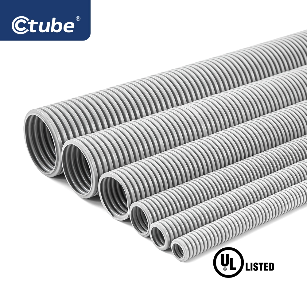 Corrugated Conduit High Quality 1/2 Inch PVC Electrical Nonmetallic Grey Flexible Pipe with American Standard