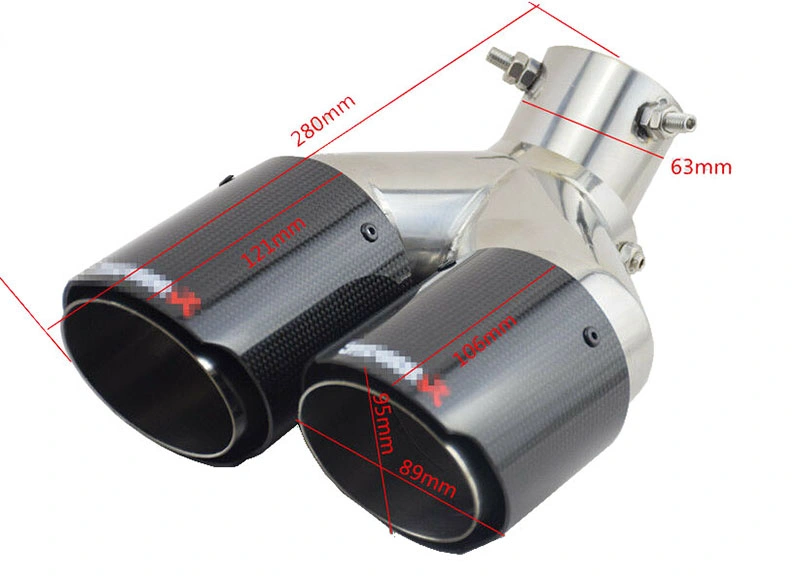 Car Dual Exhaust Tip Pipe Carbon Fiber Adjustable Angle Left/Right