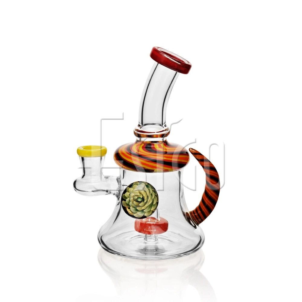 Esigo Glass Wholesale Mini DAB Rig USA Red Color Wig Wag Tail Pendant Decro Glass Water Pipe Glass Smoking Pipe with Glass Bowl