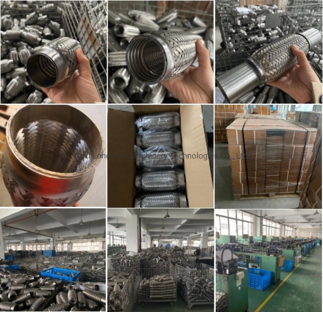 Automobile Stainless Steel Car Flexible Exhaust Bellow Corrugated Pipe with Nippple Connector^