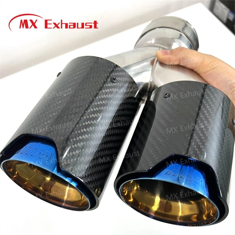 63mm in 101mm out Dual Car Carbon Fiber Exhaust Twin End Tips Tail Pipe for BMW M3 M4 M5 M8