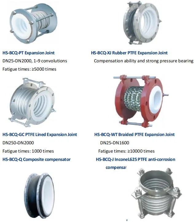 PTFE Lined Flexible Expansion Joint Axial Bellows Expansion Flexible Compensator for Pipe