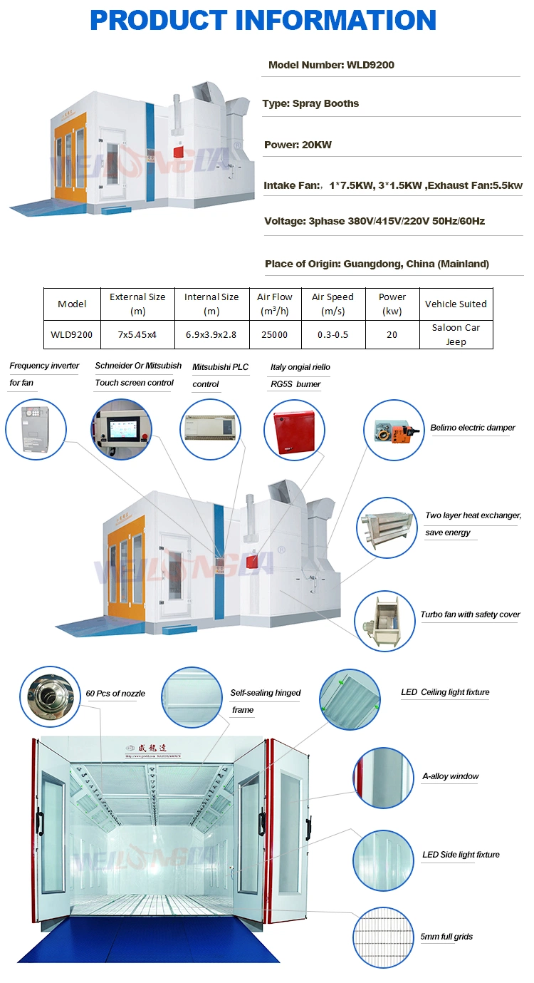 Wld9200 (Luxury Type) (CE) Italy Type Car Spray Booth Auto Paint Booth Exhaust Systems