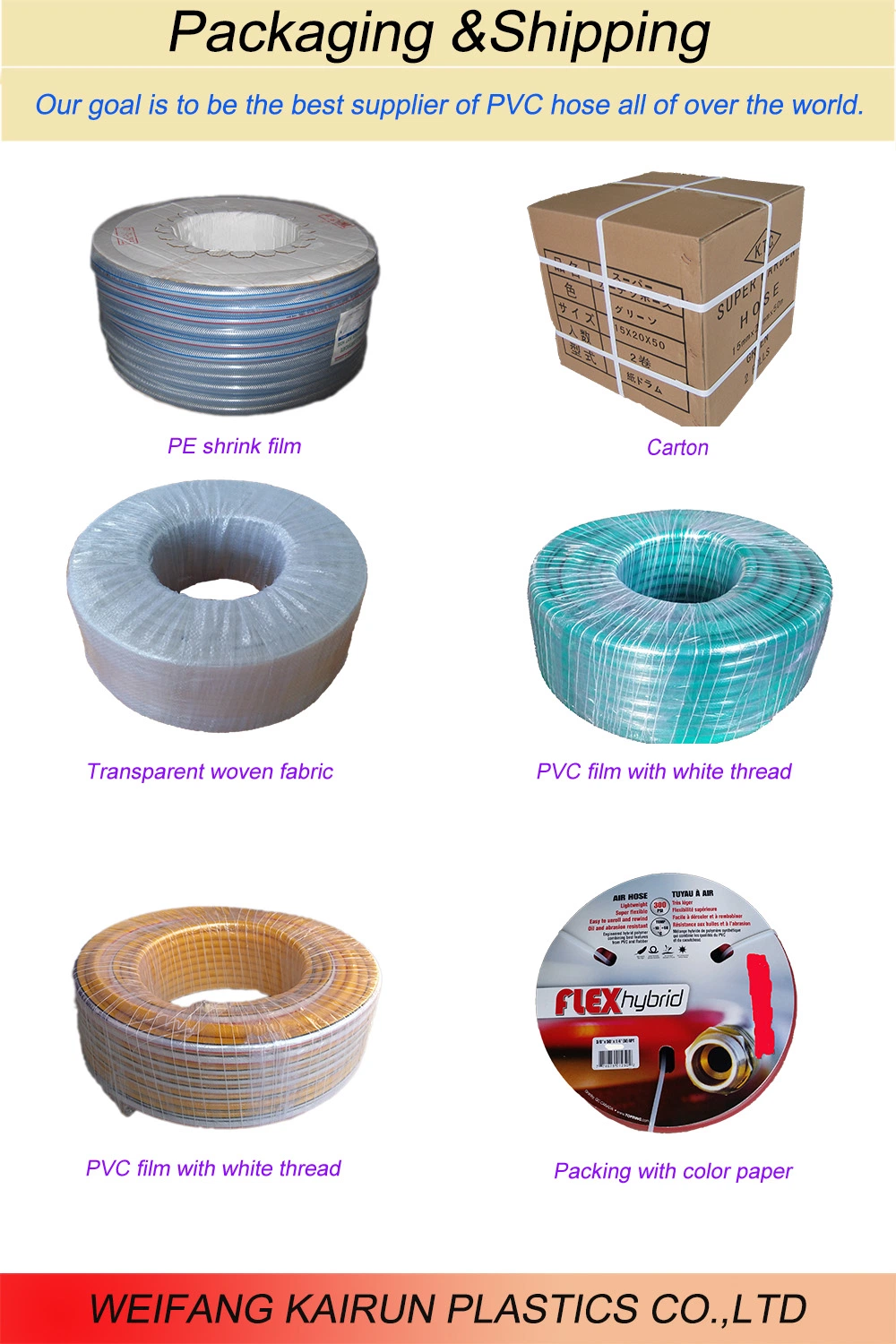 Flexible High Pressure PVC Hose /PVC Fiber Braided Reinforced Water Hose Tube