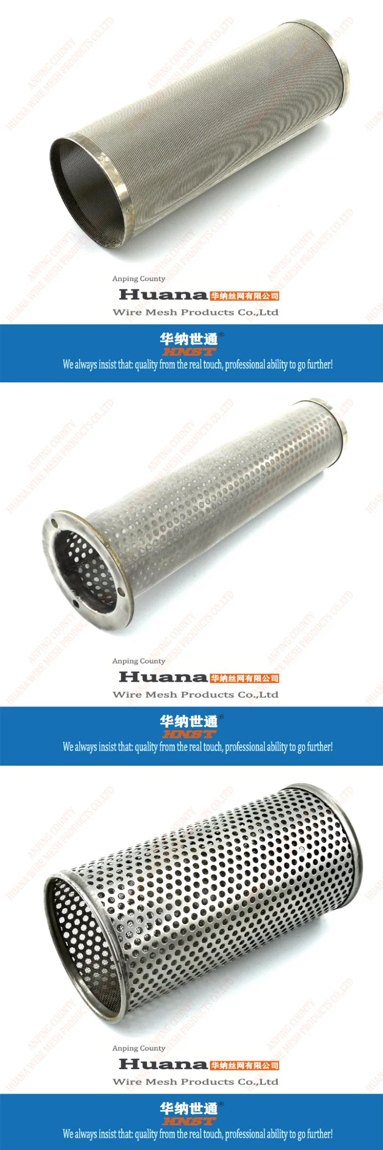 Stainless Steel Metal Wire Mesh Cylinder Perforated Filter Tube Pipe for Exhaust