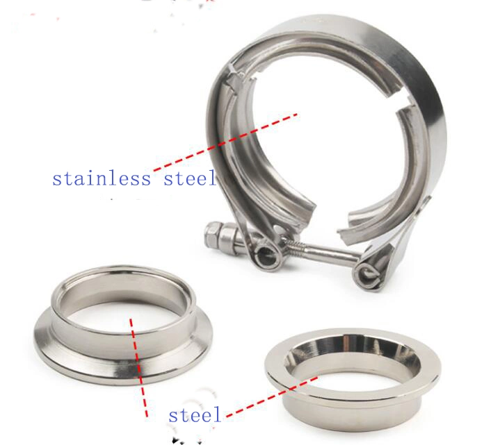 304 Stainless Steel V Band Clamps with Flanges for Exhaust Pipe