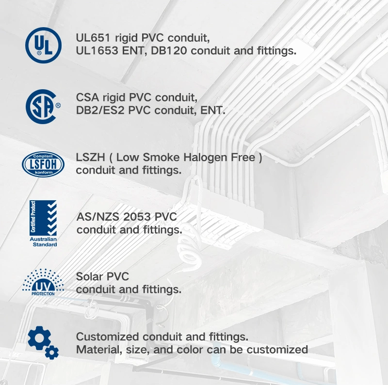 1-1/2 Inch CSA cUL Ent PVC Flexible Corrugated Conduit Tube &amp; Fitting