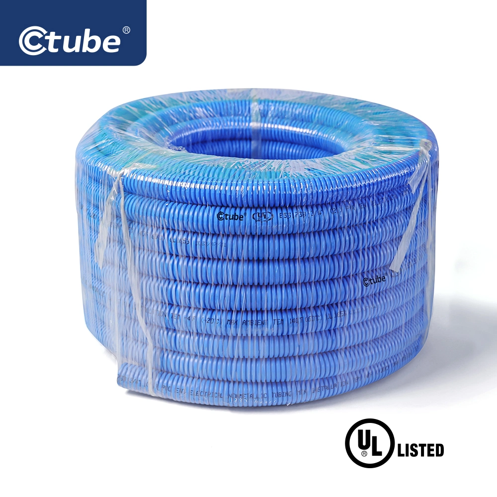 Ctube 1/2, 3/4, 1 Inch Corrugated Conduit PVC Electrical Flexible Pipe Hose Ent Tube