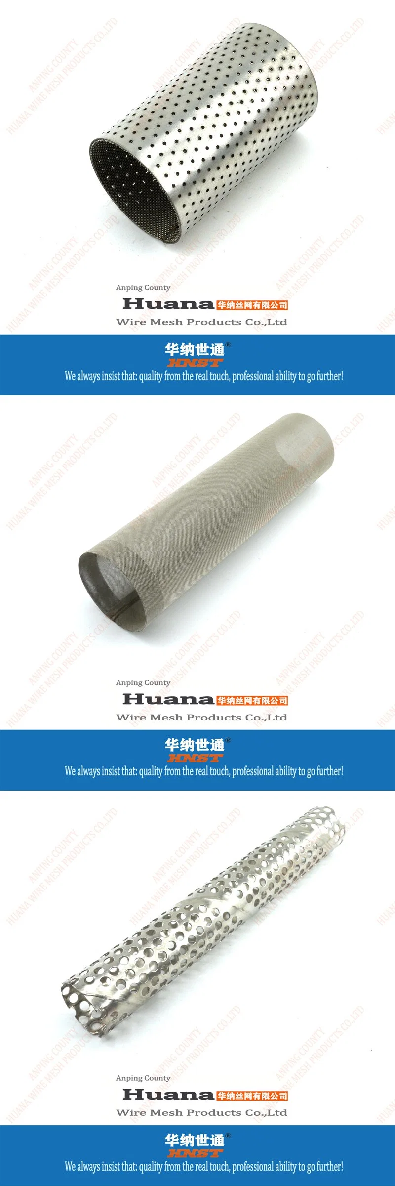 Stainless Steel Metal Wire Mesh Cylinder Perforated Filter Tube Pipe for Exhaust