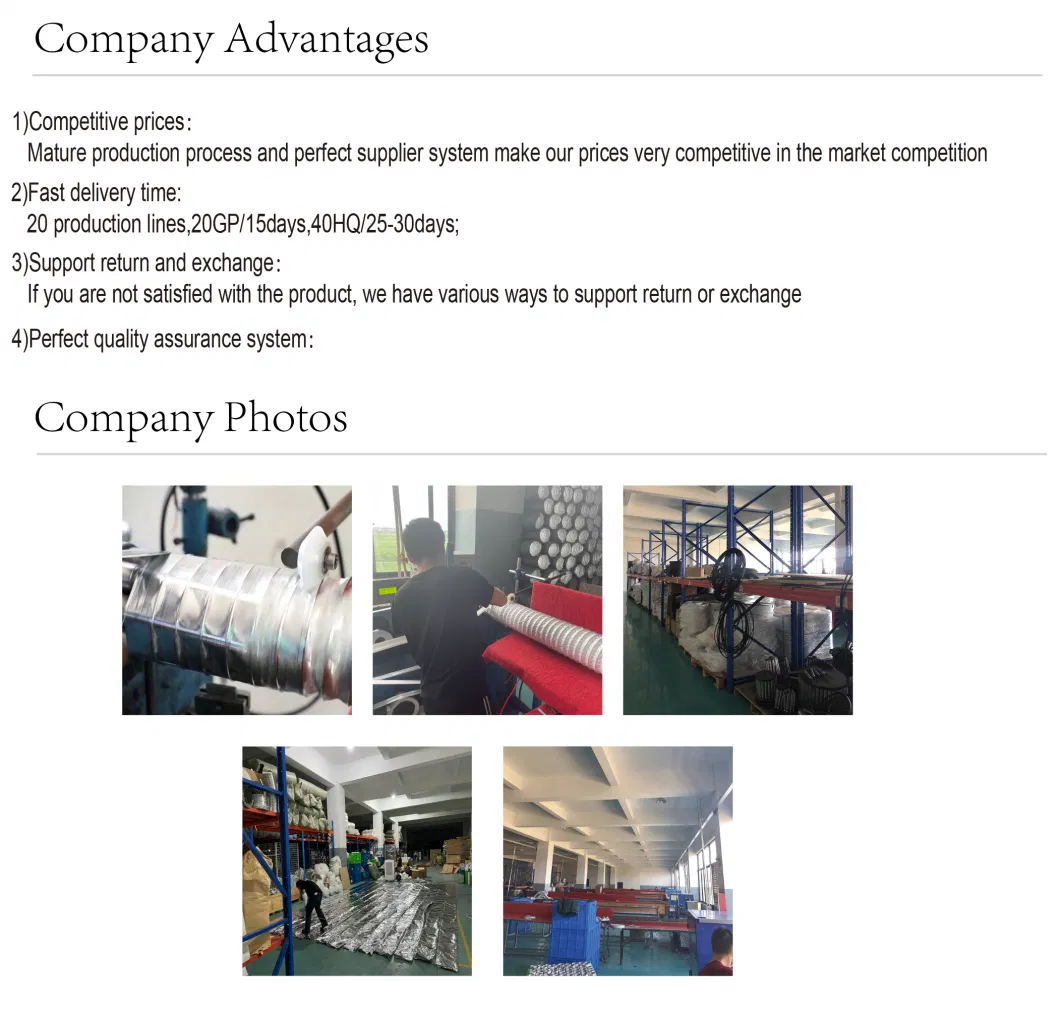 Inkjet Fabric Storage Warehouse Exhaust Ventilation Duct Flexible Aluminum Foil Tube