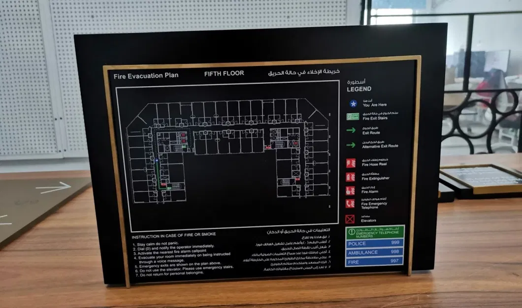 Hotel Escape Route Plan Sign Emergency Exit Sign Board Safety Sign Board