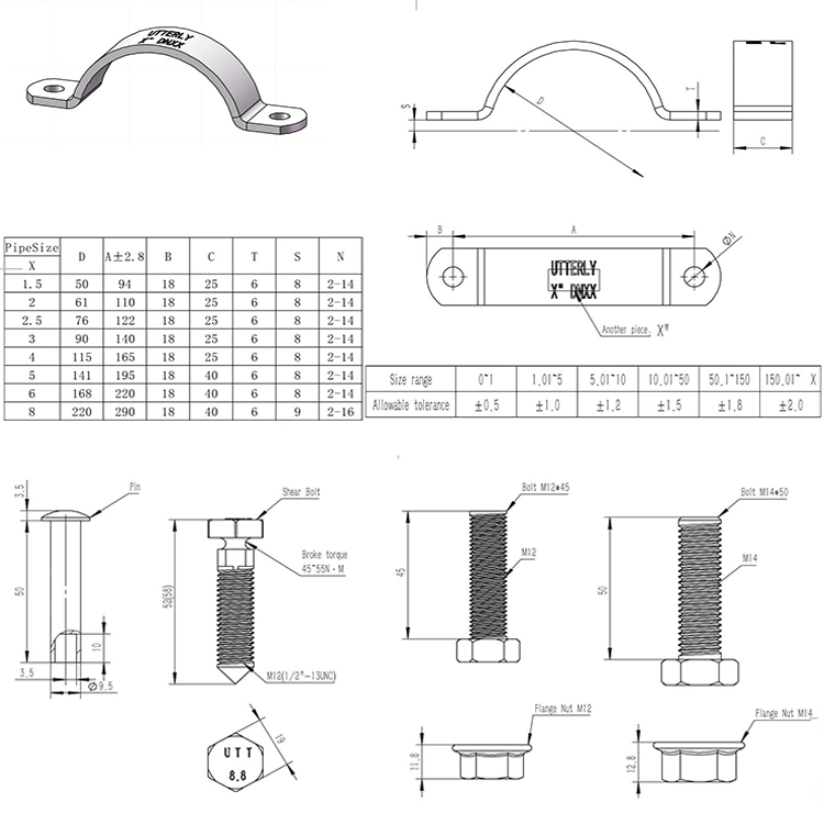 Construction/Fire Control Use OEM/ODM Electro-Galvanized Q235 Carbon Steel Ring Loop 1-1/2&Prime; -10&quot; Pipe Clamp Hanger