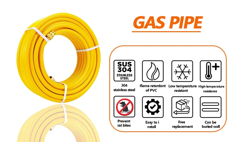 Various Sizes 100cm 1/2 Inch PVC Natural Gas Flexible Metal Hose Stainless Steel Flexible Hose Pipe for Water