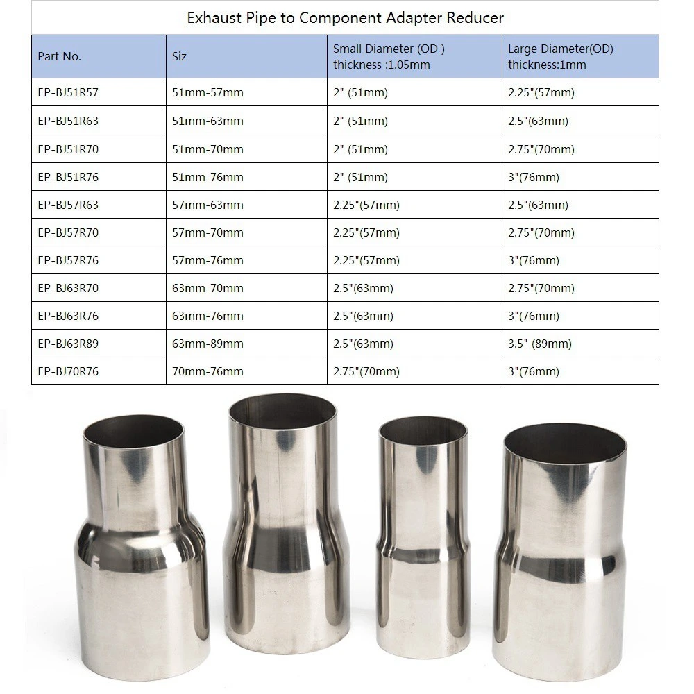 Epman -Od: 2&quot; 2.25&prime;&prime; 2.75&prime;&prime; 3&prime;&prime; 3.5&prime;&prime; Universal Exhaust Pipe to Component Adapter Reducer Pipe