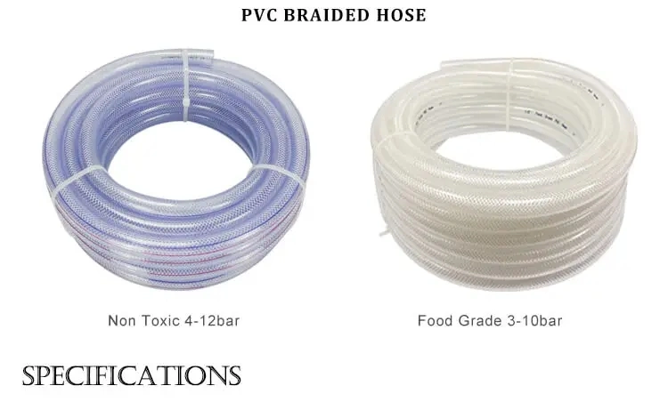 Flexible / Transparent 2inch PVC Clear Hose/PVC Fiber Braided Reinforced Water Hose Tube