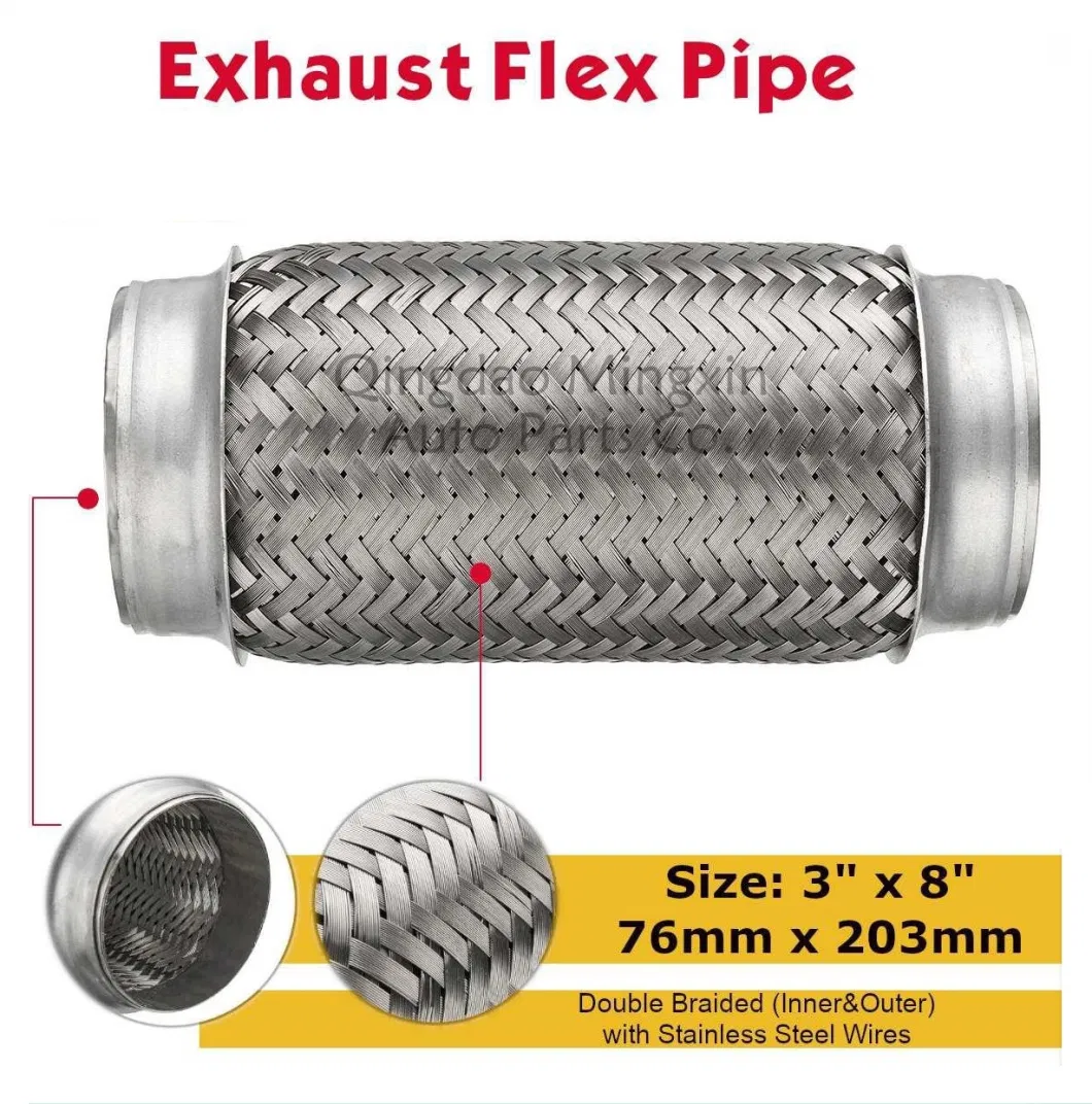 Stainless Steel Double Braided Exhaust Flexible Corrugated Pipe Car Accessories