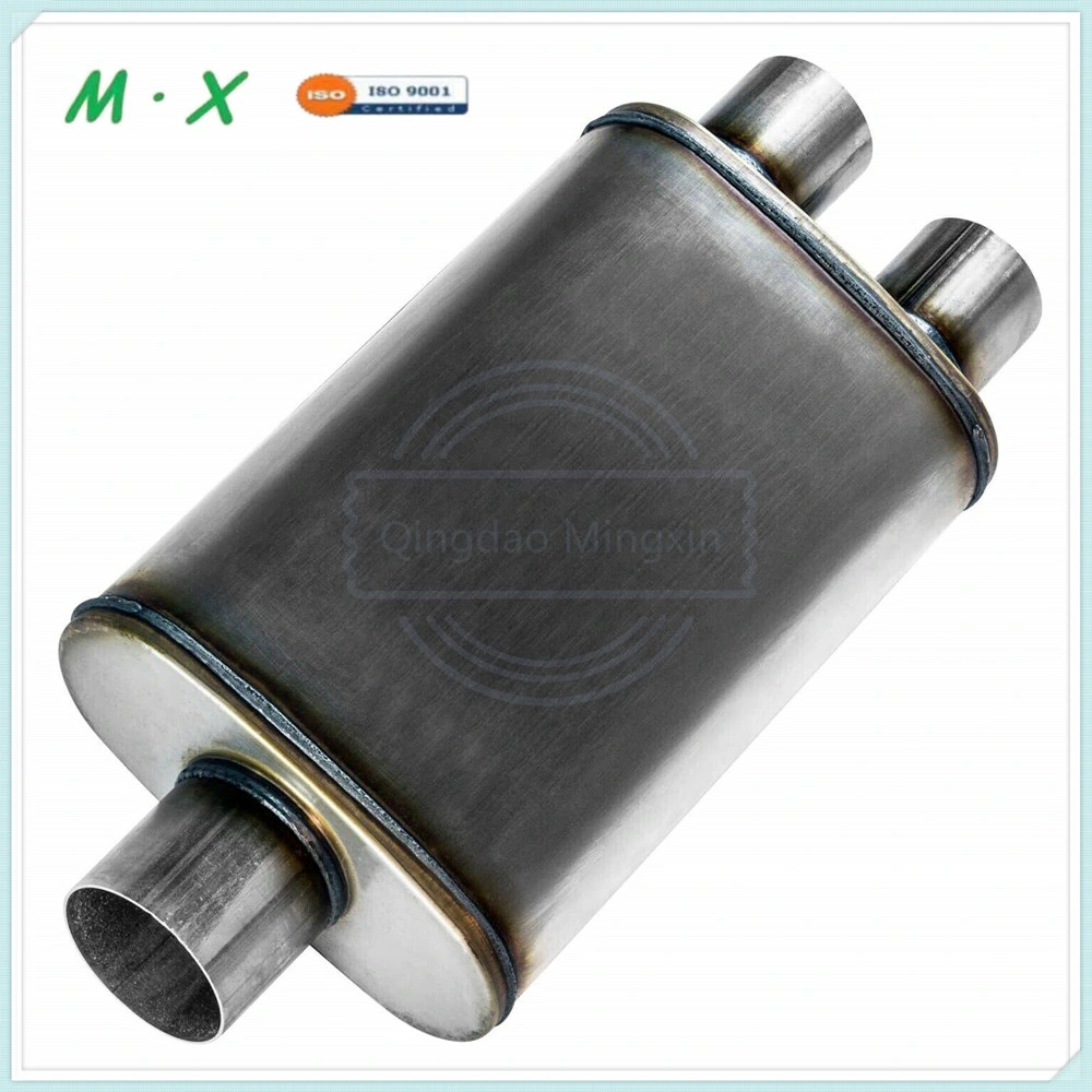 Stainless Steel 409 High Performance Muffler with Oval Exhaust Pipe Polish Surface