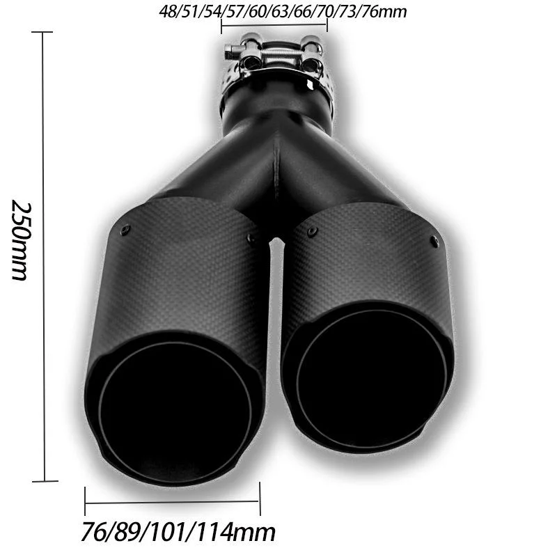 High Quality Car Performance Blue Silver Black End Pipe Glossy Matte Carbon Fiber Exhaust Tips Muffler