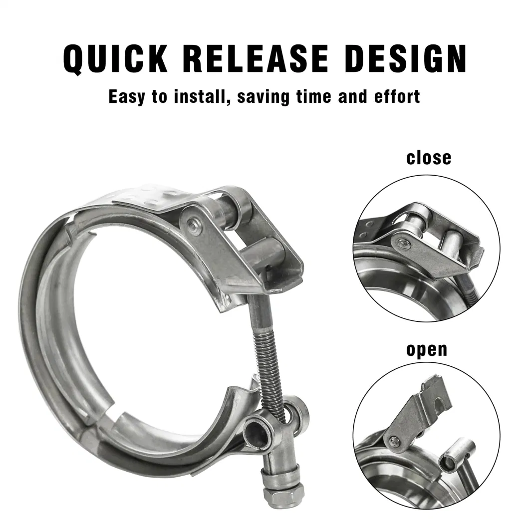 V Band Clamps Stainless Steel Quick-Release Auto Exhaust Pipe Clamp